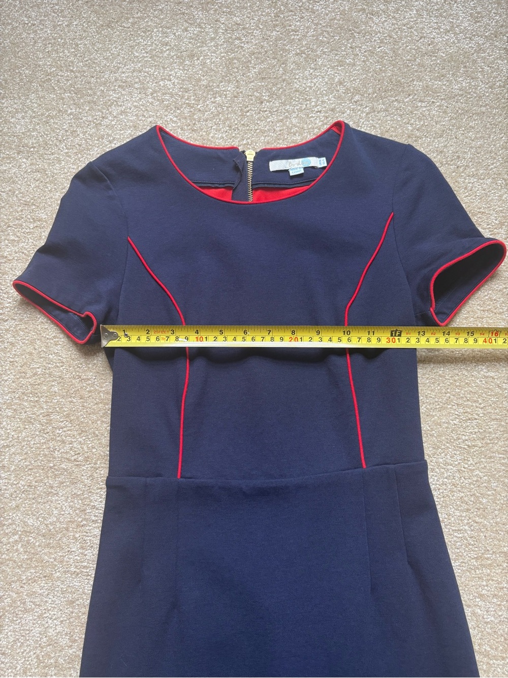 Boden Dress Navy Blue Fitted Short Sleeve Sheath Size 4 - Picture 15 of 16